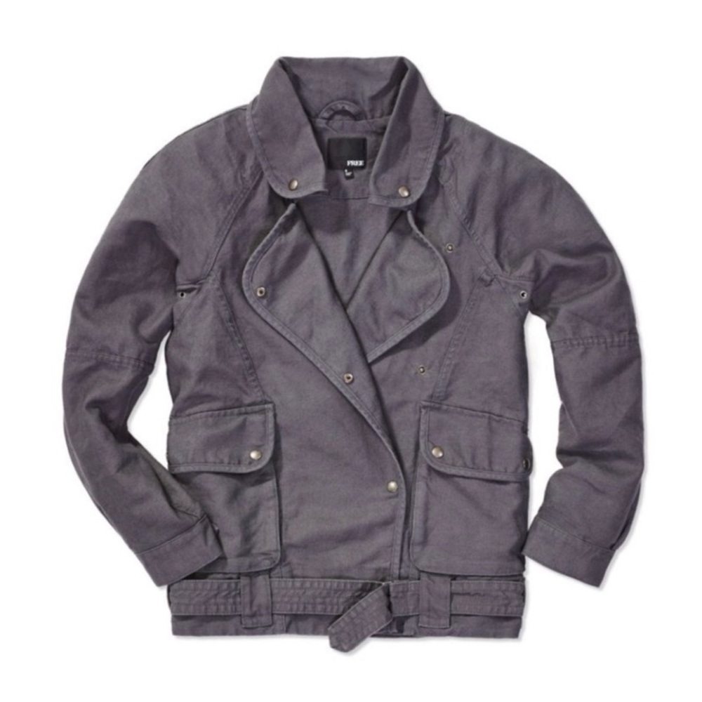 Aritzia Wilfred Free Rayder Linen Cotton Canvas Jacket Graphite Pencil Grey XS